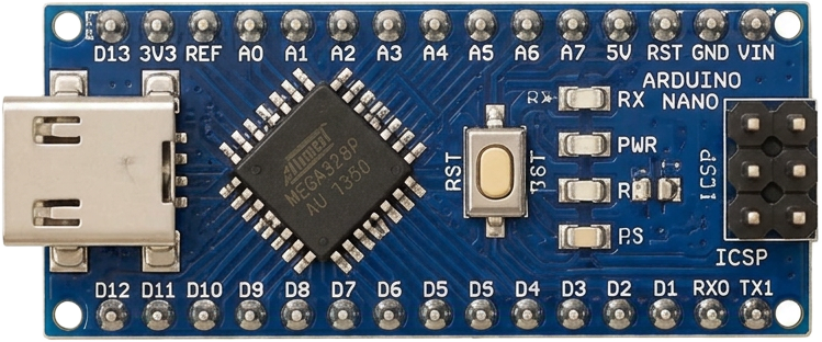 An Arduino Nano microcontroller board