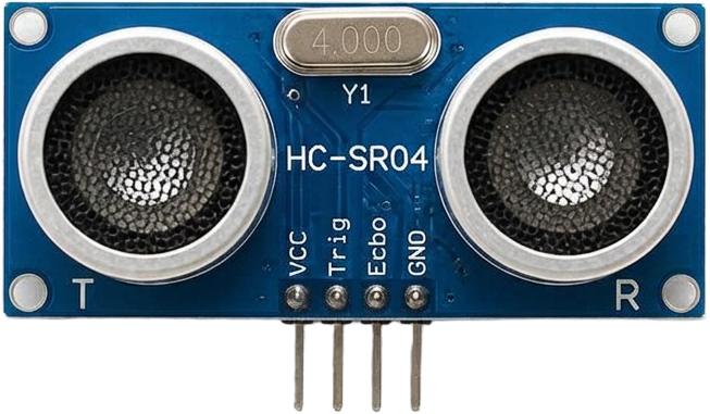 An HC-SR04 ultrasonic distance sensor module